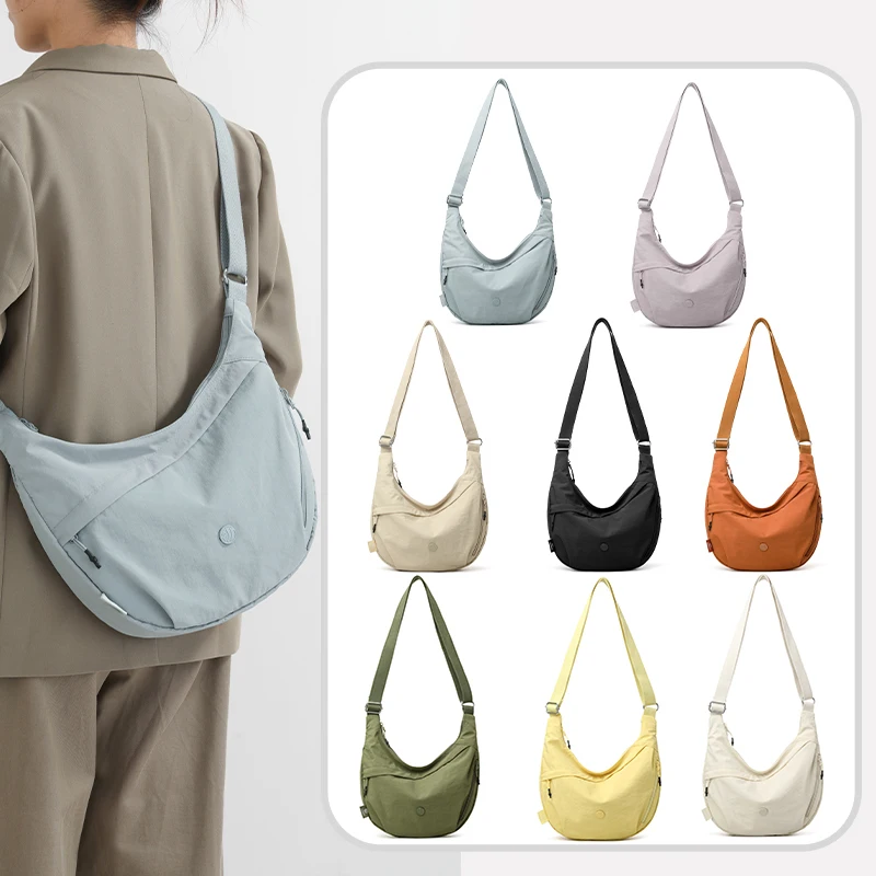 Fashion large capacity cross bag - multi function solid color, fashion dumpling shoulder bag, polyester lining, suitable for boo - Image 2