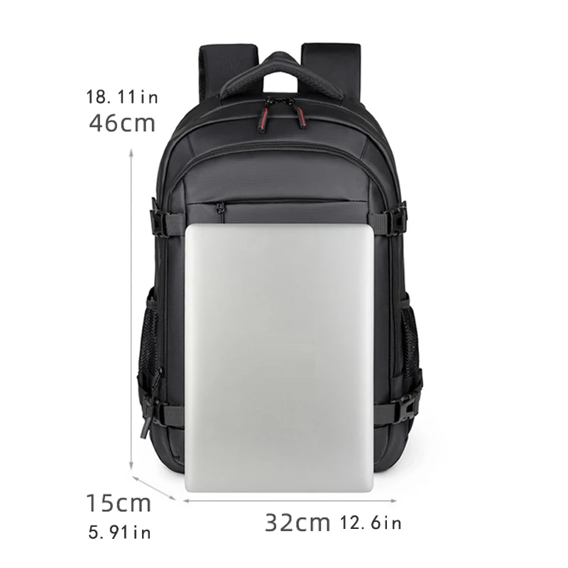 Laptop backpack, large capacity business travel backpack, adjustable shoulder strap, multiple pockets, safety zipper closure - Image 4