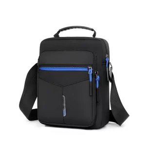 1 men's crossbody bag, zipper closed, adjustable shoulder strap, black, crossbody bag