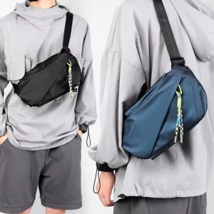 Men's crossbody bag, casual multifunctional chest bag, fashionable shoulder bag, secure zipper closure